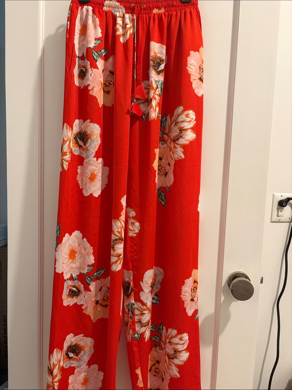 MISA Los Angeles Teagan Wide-Leg Floral Pants Red
